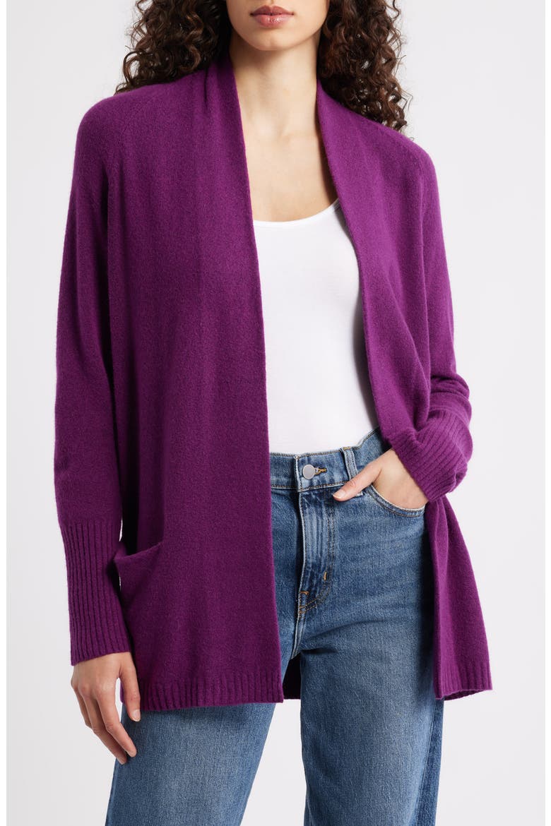 Open Front Cardigan, Main, color, PURPLE DARK