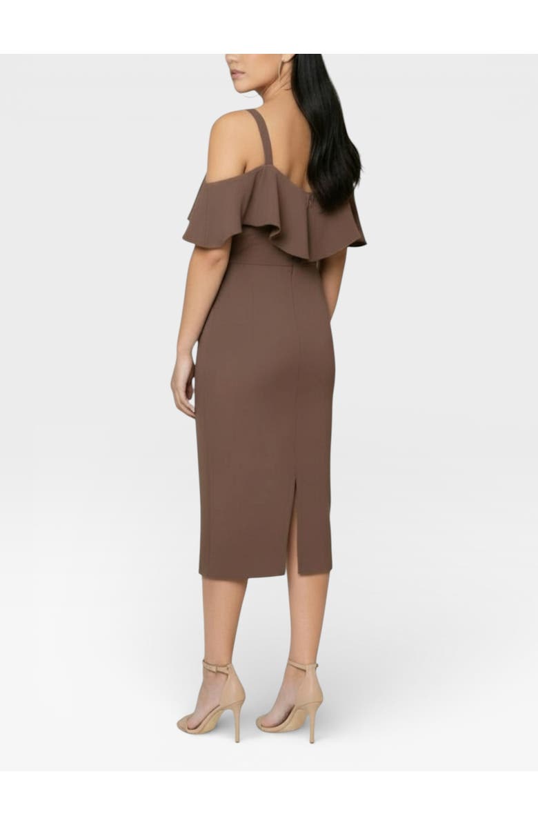 RACHEL Rachel Roy Marcella Off the Shoulder Ruffle Midi Dress, Alternate, color, Mocha