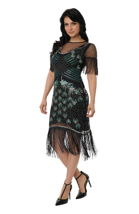 Beaded Nadine Fringe Flapper Dress