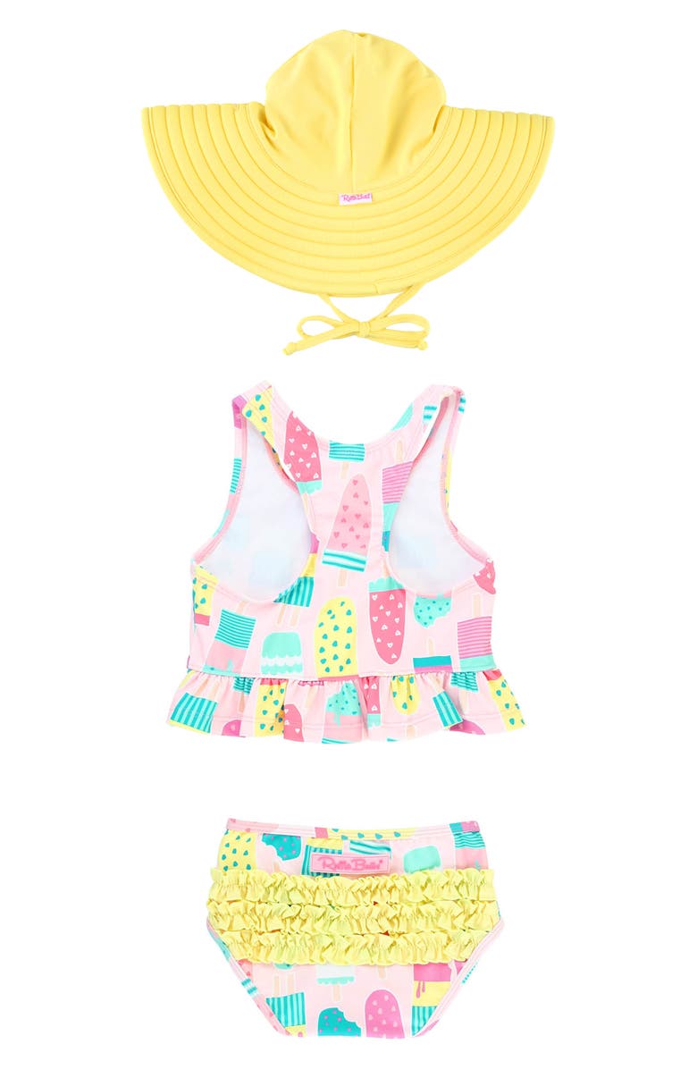 RuffleButts Ice Cream Social Tankini & Hat Set, Alternate, color, 