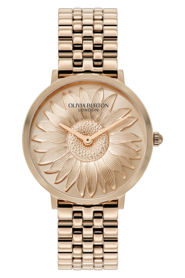 Sunflower Bracelet Watch, 35mm, Main, color, ROSE GOLD