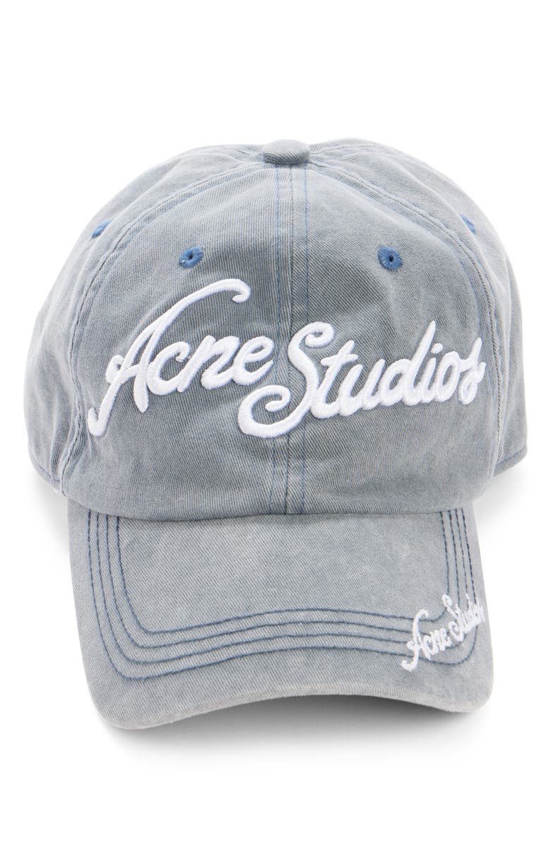 Acne Studios Tourist Logo Embroidered Cotton Twill Baseball Cap, Alternate, color, Black