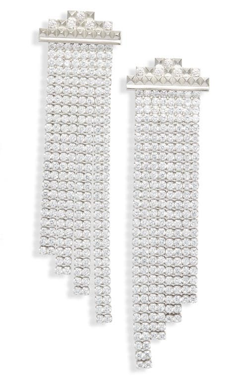 Kendra Scott Arlo Statement Earrings in Rhodium/White Cz 