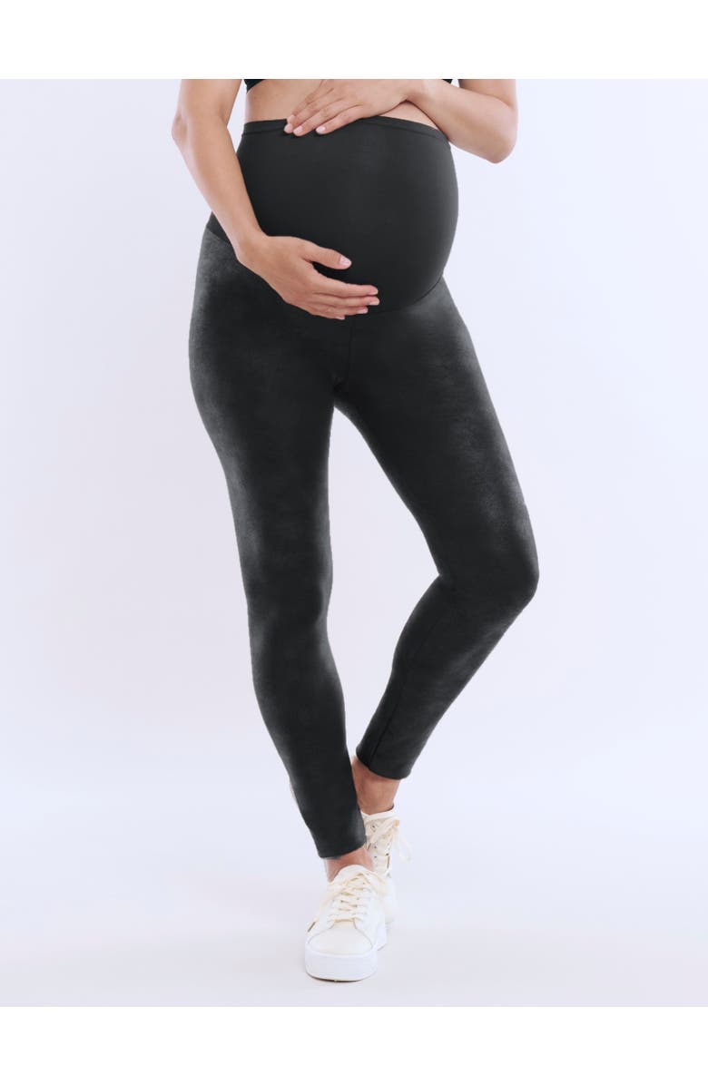 MOTHERHOOD MATERNITY Secret Fit Over the Belly Coated Full Length Legging, Main, color, Black