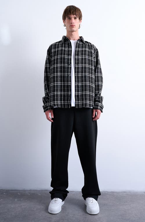 Topman Textured Check Overshirt In Black