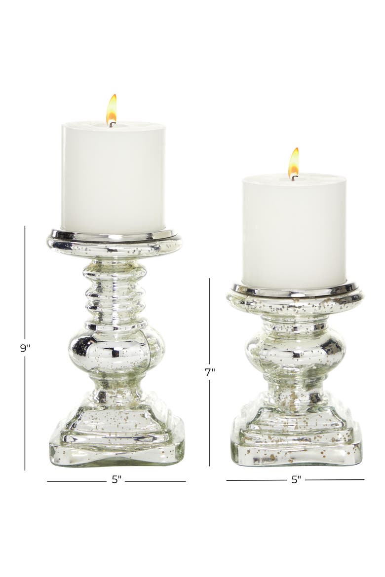 Set of 2 Soda Lime Glass Candle Holder, Alternate, color, NO COLOR