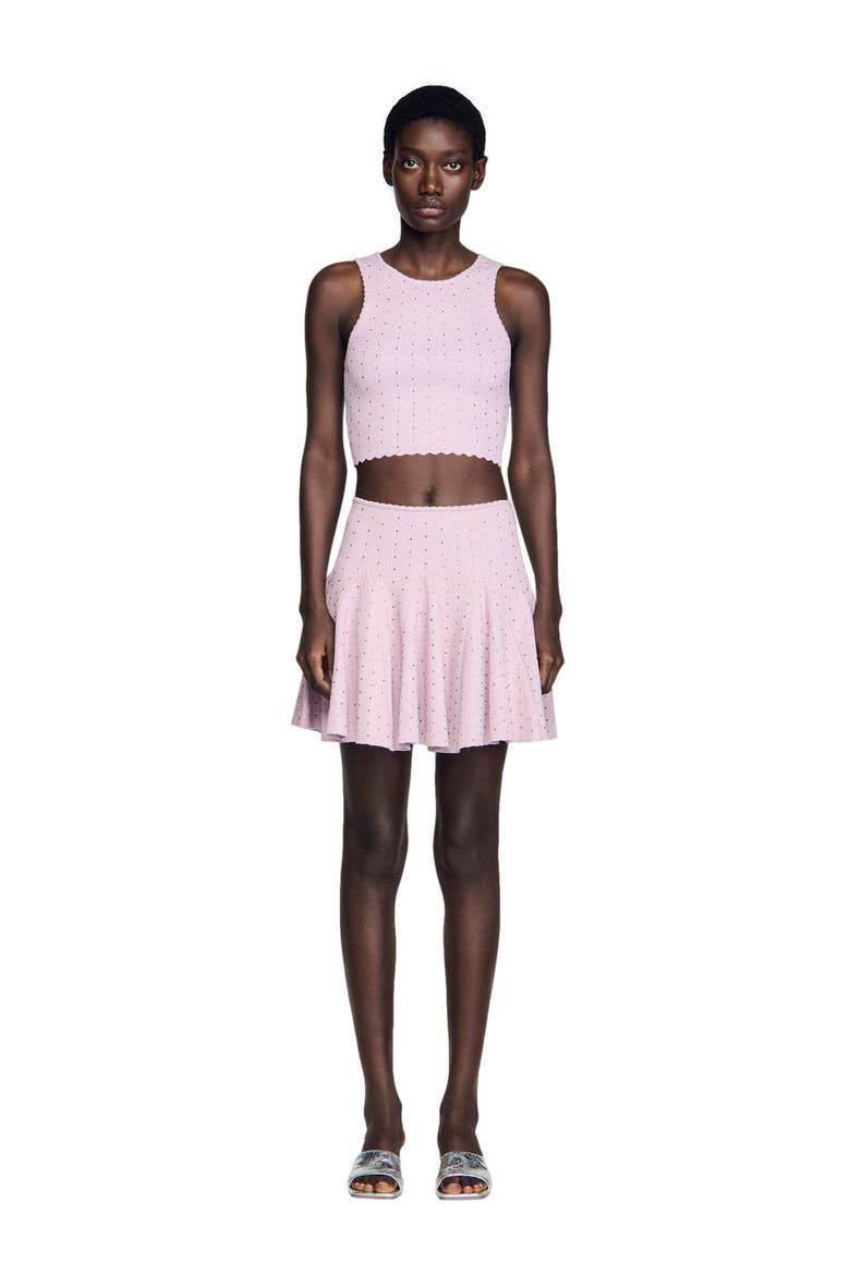 Mini rhinestone knit skirt, Main, color, Mauve