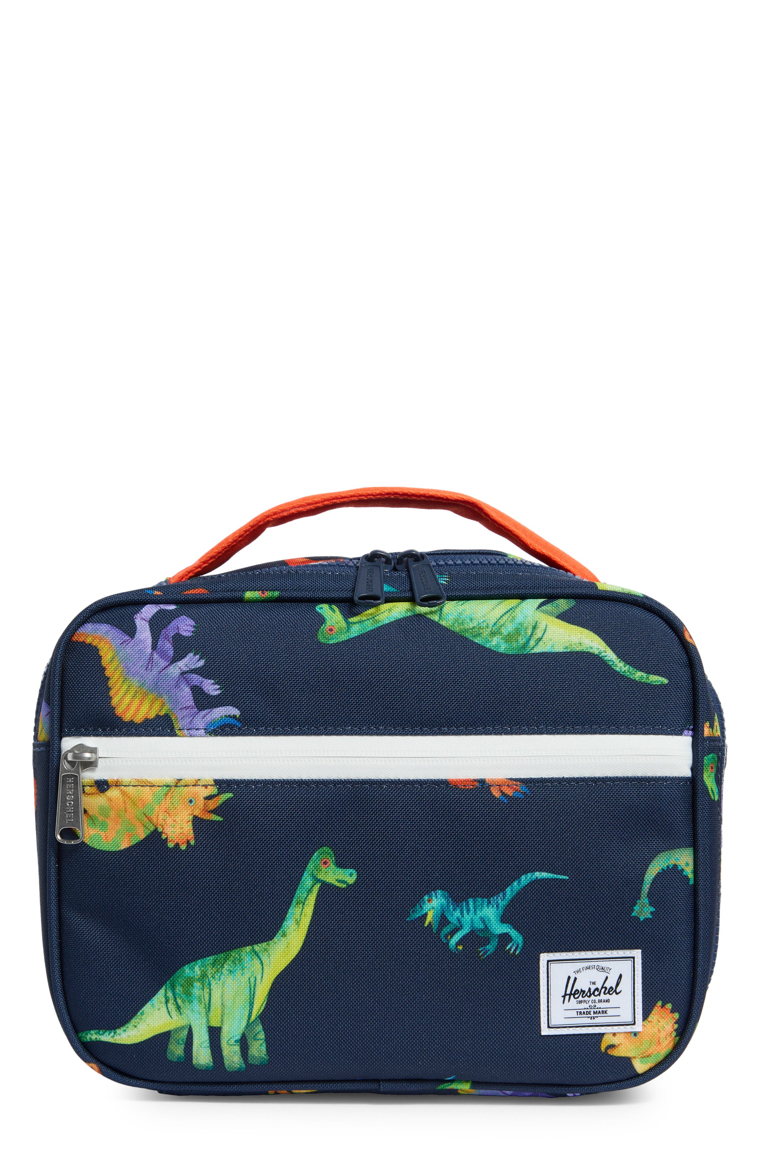 Herschel Supply Co. Kids' Pop Quiz Lunch Bag, Main, color, Watercolour Dinos Darkest Navy