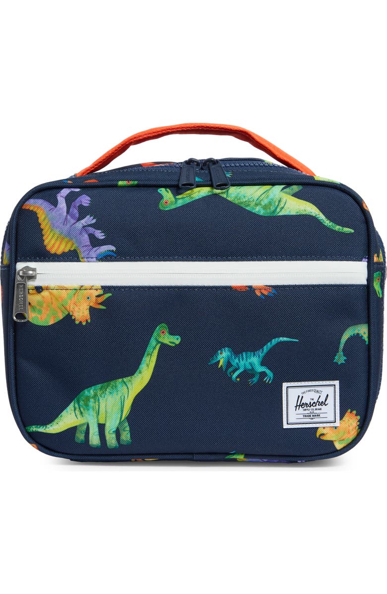Herschel Supply Co. Kids' Pop Quiz Lunch Bag, Main, color, Watercolour Dinos Darkest Navy