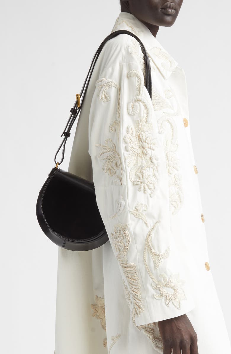 Dries Van Noten Arc Patent Leather Crossbody Bag, Alternate, color, Dark Brown 704