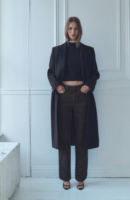 Mango Leopard Print Straight Leg Jeans In Chocolate