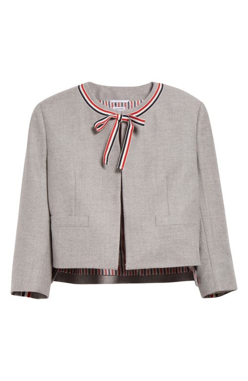Thom Browne Bow Neck Wool Jacket In Light Grey