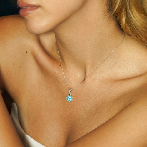 Spero London Round Opal High Quality Sterling Silver Pendant Necklace In Metallic