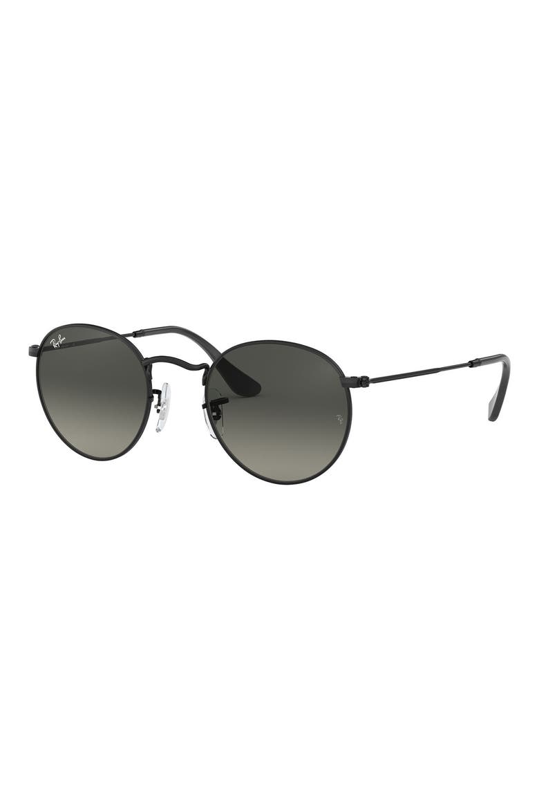 50mm Small Gradient Round Sunglasses, Alternate, color, BLACK