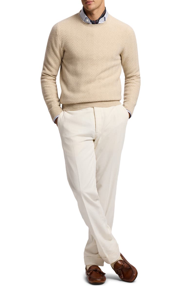 Herringbone Knit Cashmere Sweater, Alternate, color, CHAMPAGNE MELANGE