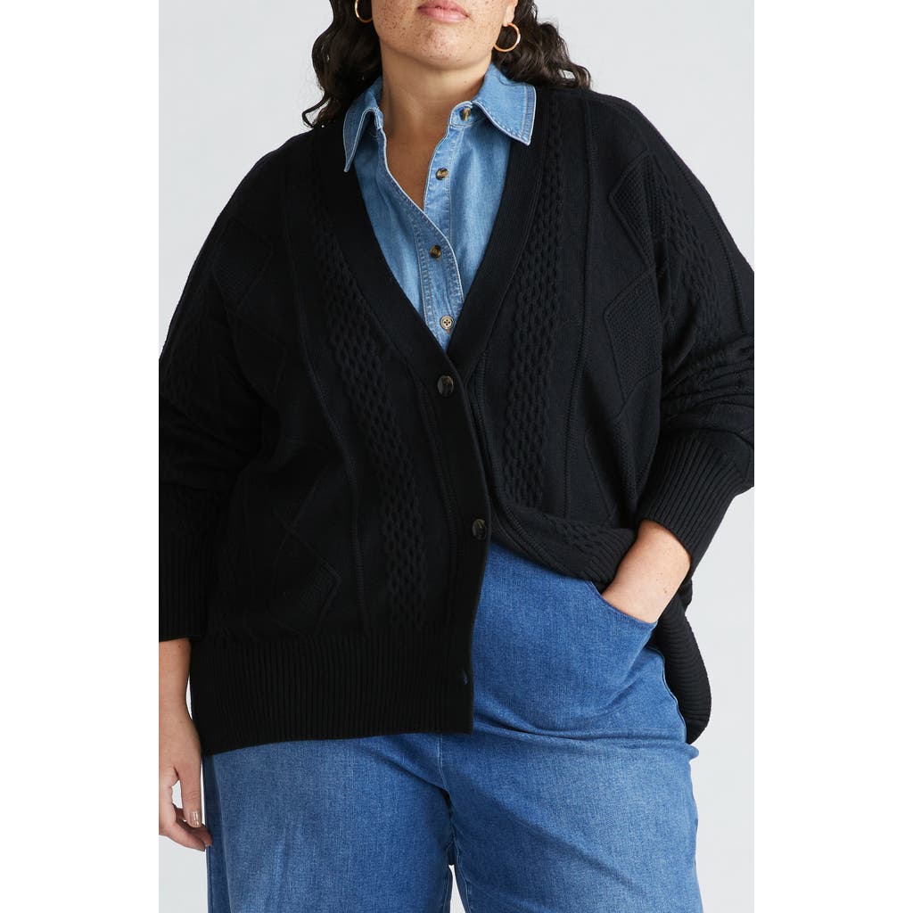 Universal Standard Mixed Cable Stitch Cardigan In Black