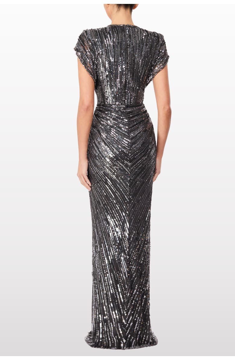 Jenny Packham Zola Sequin-Embellished V-neck Maxi Dress, Alternate, color, Shadow Grey