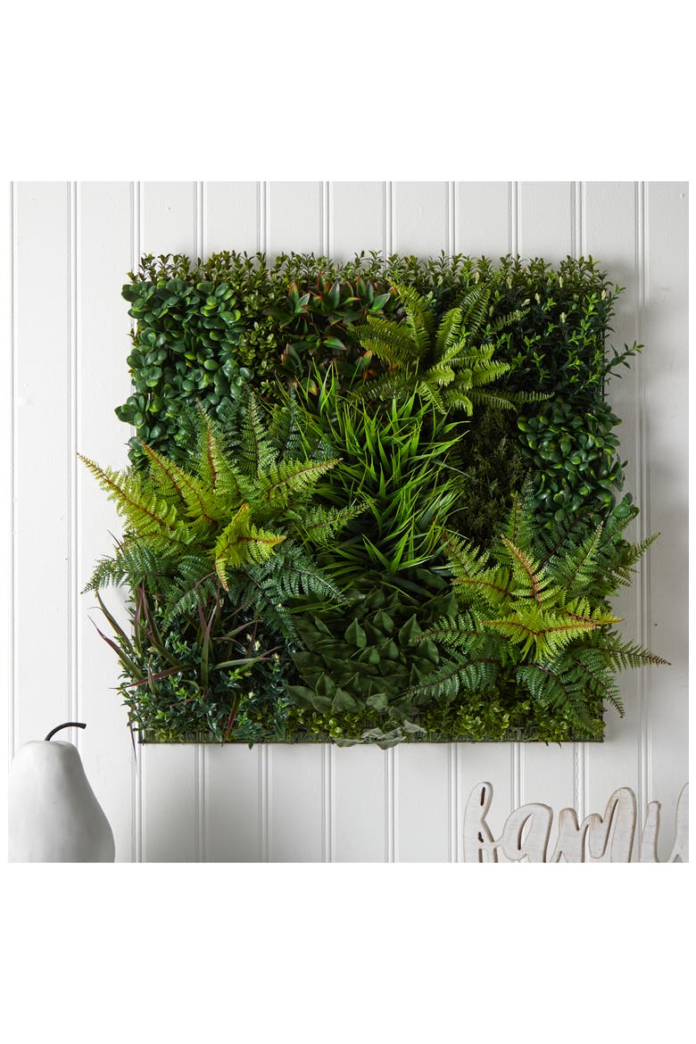 Artificial Foliage Wall Panel, Alternate, color, GREEN