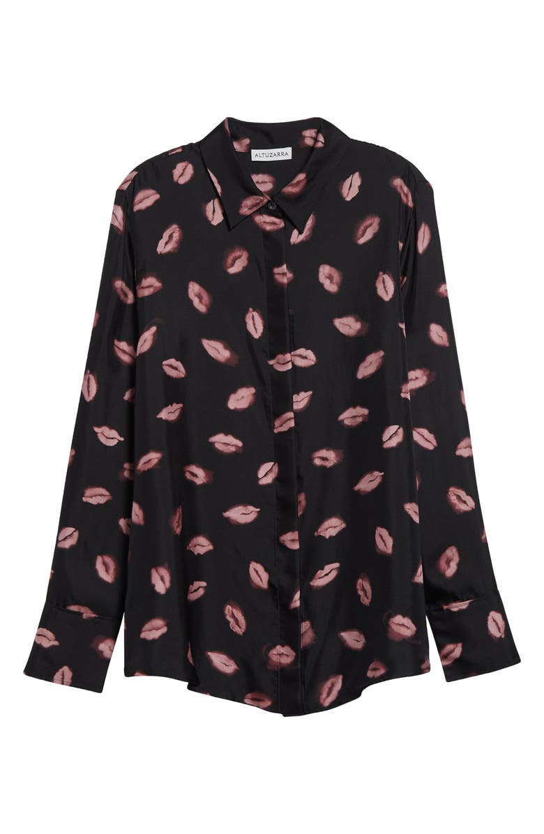 Altuzarra Chika Kisses Print Silk Chiffon Button-Up Shirt, Alternate, color, 