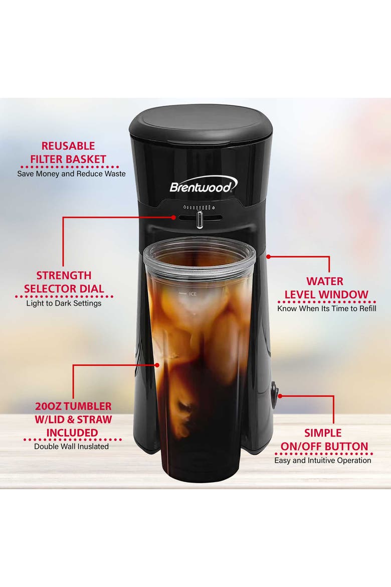 Single Serve Iced Coffee Tea Maker w/20 Oz Tumbler, Alternate, color, Black