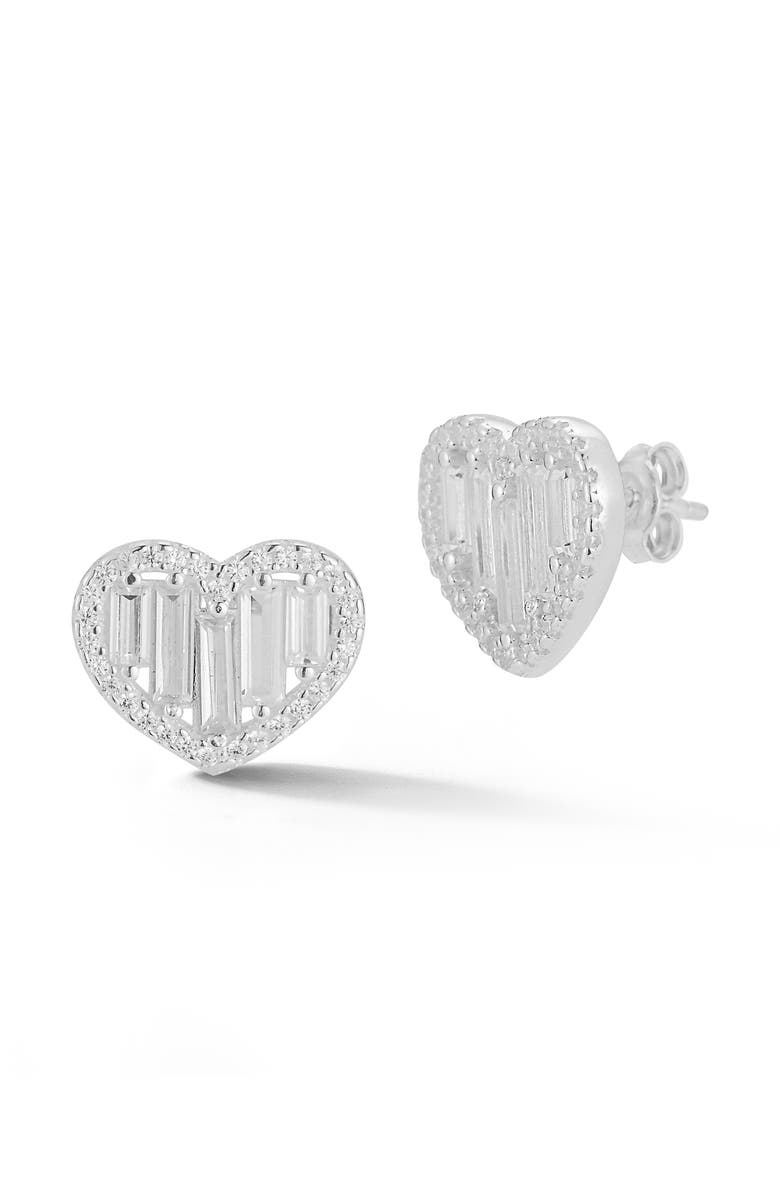 CHLOE AND MADISON Cubic Zirconia Heart Stud Earrings, Main, color, Silver