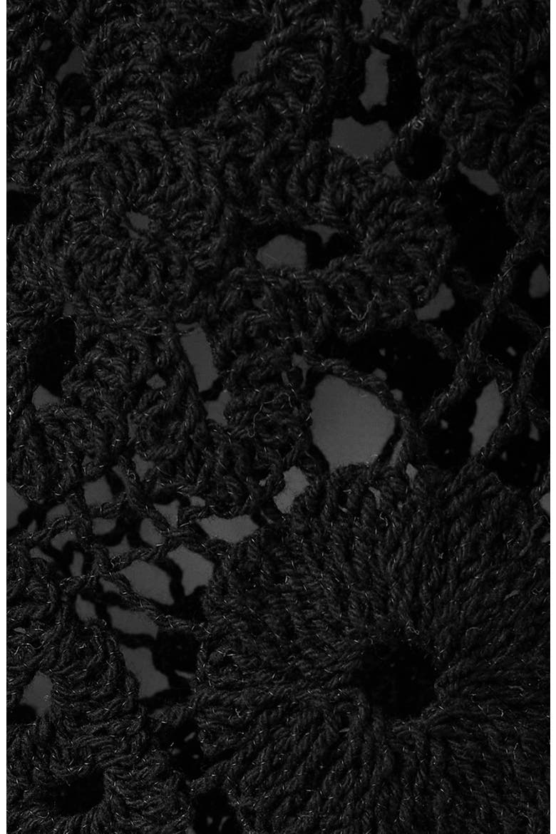 Open Work Floral Sweater, Alternate, color, BLACK