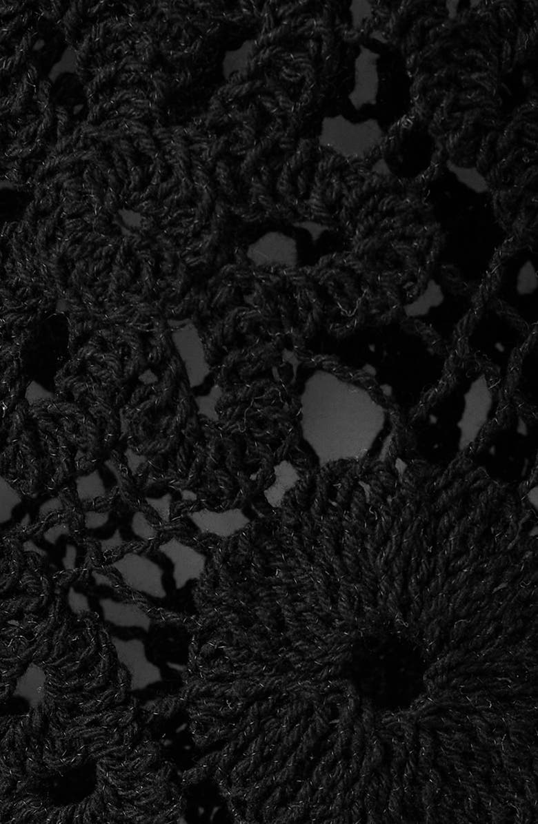 MANGO Open Work Floral Sweater, Alternate, color, Black