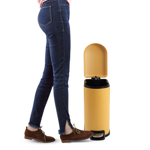 Happimess Roland Mini 2.6-gallon Step-open Trash Can In Daffodil Yellow