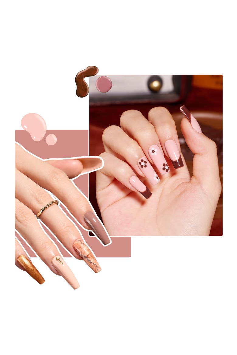 Neutral Nude Gel Polish Set 6 Colors, Alternate, color, Light Skin Dark Brown