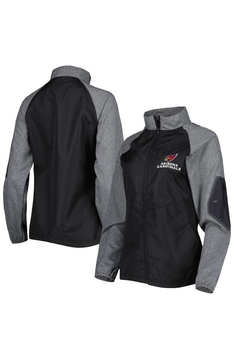 DUNBROOKE Women's Dunbrooke Black/Gray Arizona Cardinals Hurricane Raglan Full-Zip Windbreaker, Alternate, color, Black