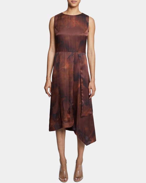 Santorelli Maddy Multi-panel Asymmetric Dress In Hickory Brown