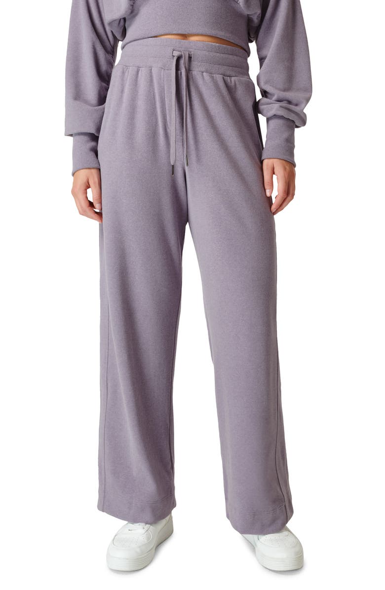 Sweaty Betty Serene Luxe Fleece Pants, Main, color, Twilight Purple