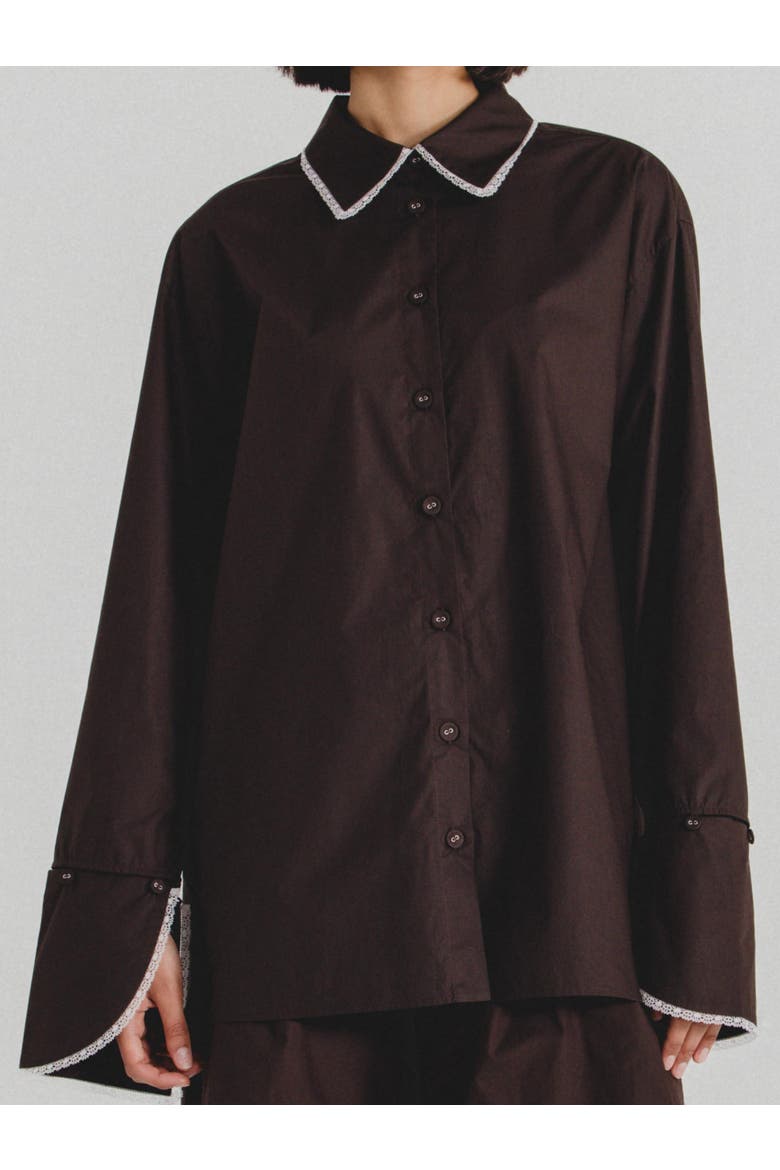 Oversized Poplin Shirt, Main, color, Chocolate Brown