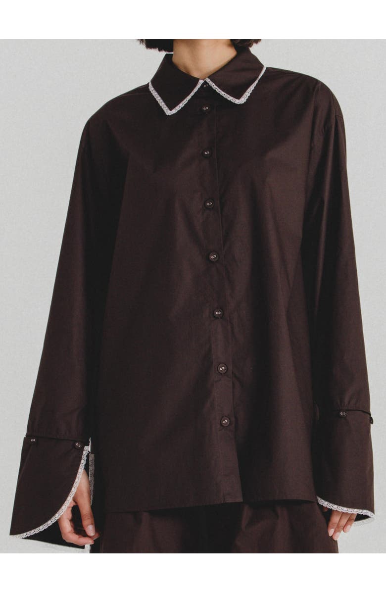 Alas Oversized Poplin Shirt, Main, color, Chocolate Brown
