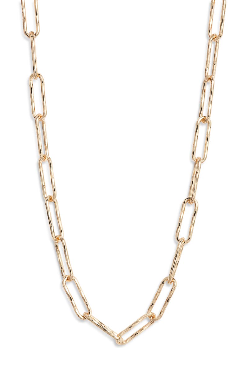 Nordstrom Hammered Paper Clip Chain Necklace, Main, color, Gold