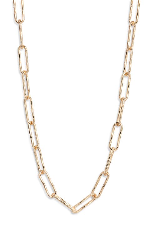 Hammered Paper Clip Chain Necklace