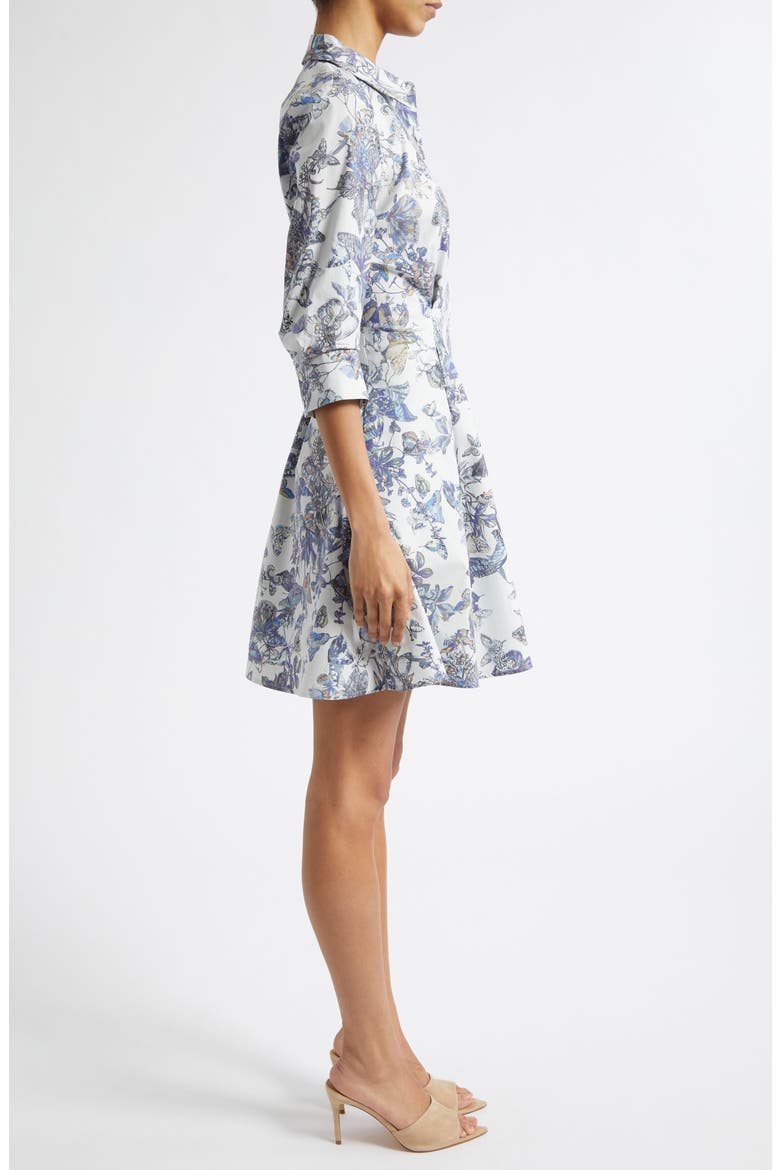Journi Pleated Long Sleeve Shirtdress, Alternate, color, GREY MULTI WATERCOLR BUTTERFLY