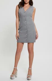GUESS Doris Rhinestone Button Sleevless Minidress