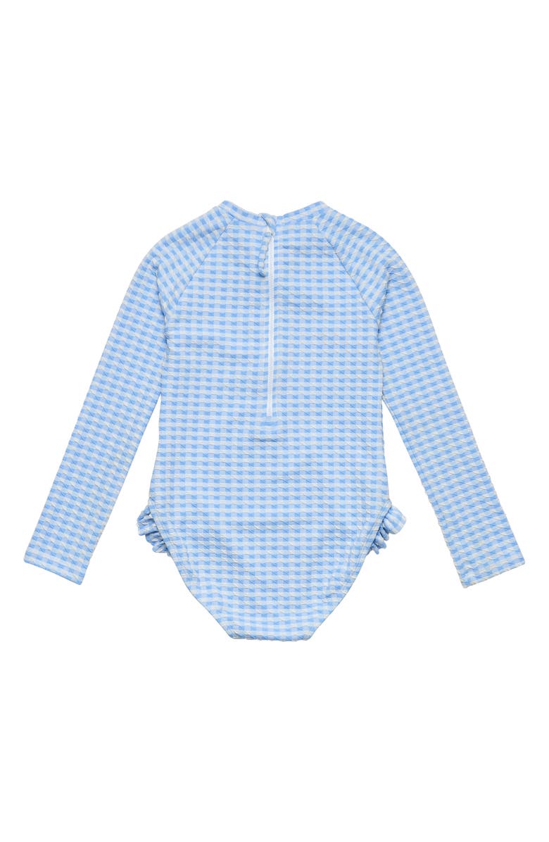 Snapper Rock Kids' Seaside Gingham UPF 50+ One-Piece Rashguard Swimsuit, Alternate, color, Blue