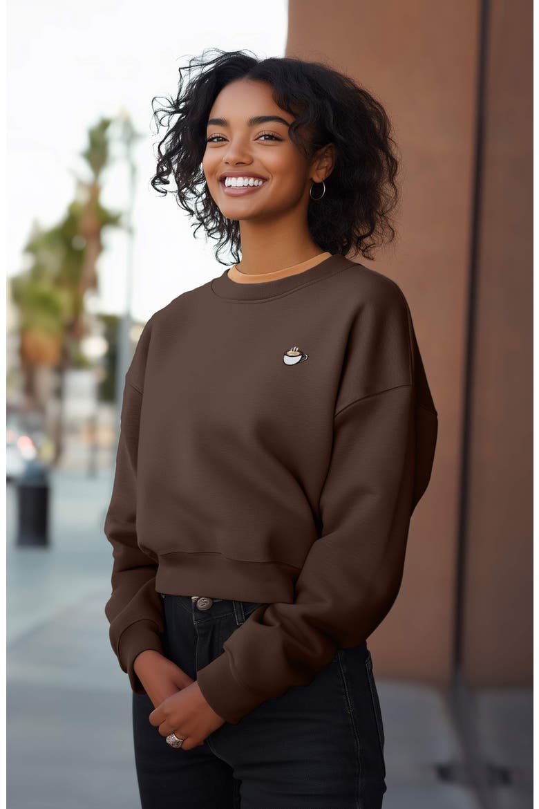 Cappuccino Relaxed Sweatshirt, Alternate, color, Brown