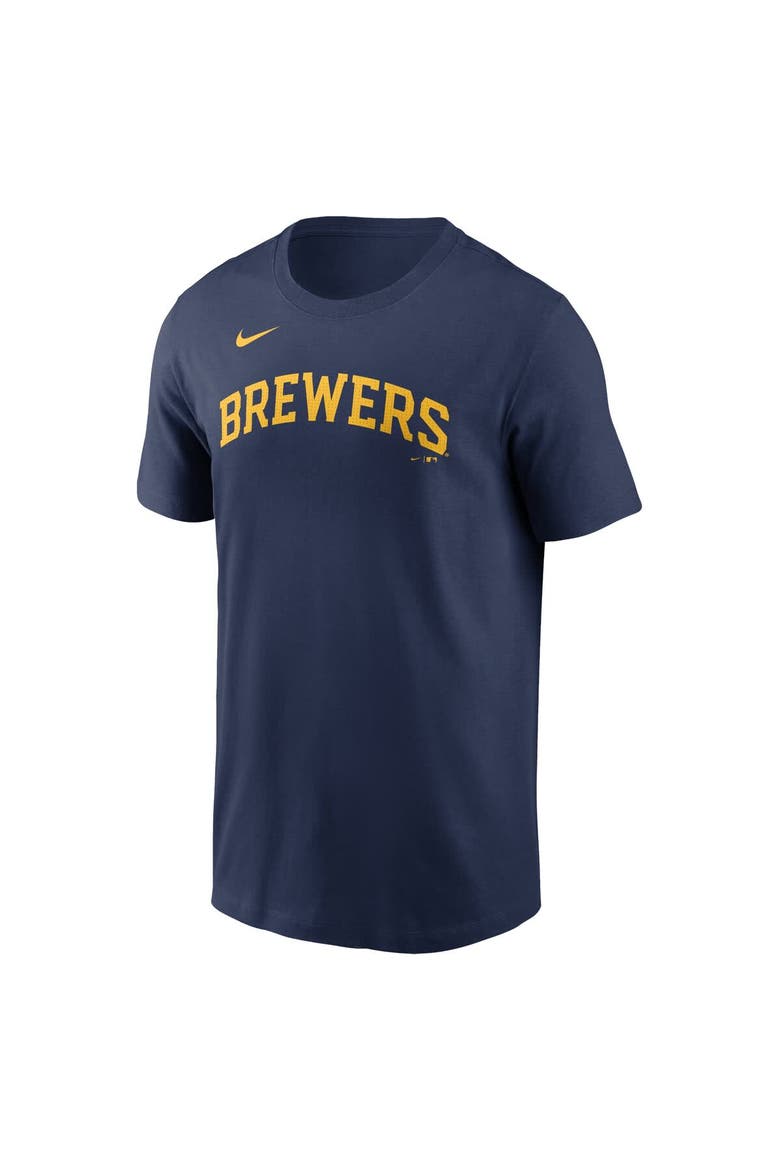 Men's Nike Rhys Hoskins Navy Milwaukee Brewers Fuse Name & Number T-Shirt, Alternate, color, Navy