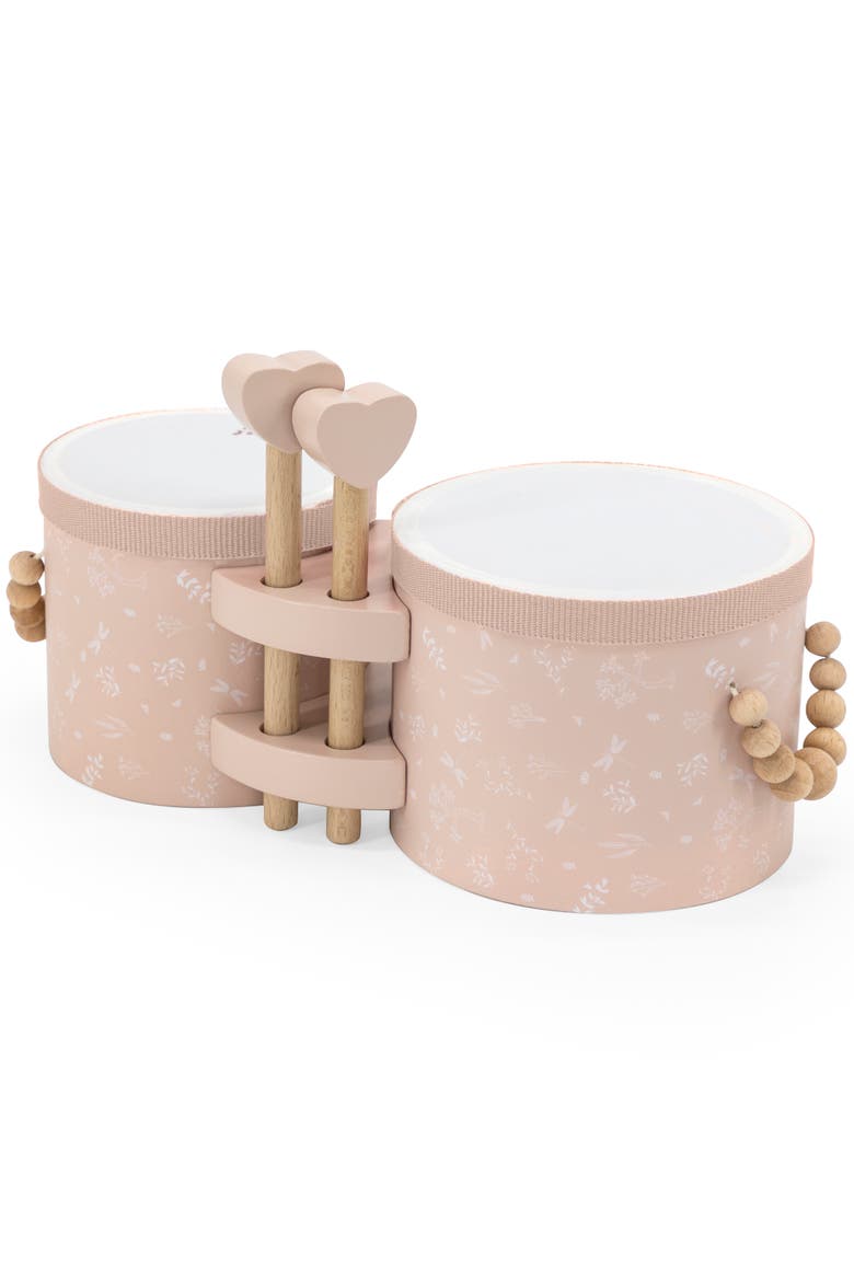 Label Label Wooden Bongos Pink, 2 Heartshaped Drum Sticks, Ages 2 ...