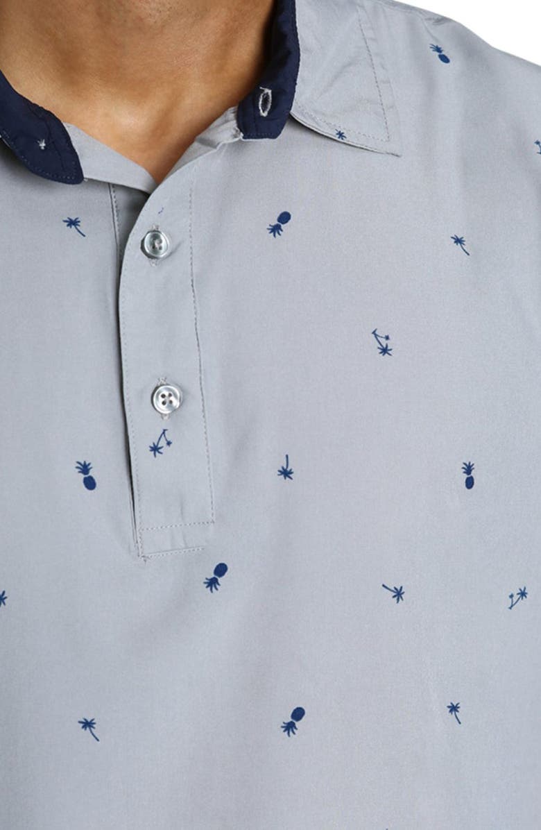 JACHS Tropical Print Polo, Alternate, color, Light Grey Pineapple Print