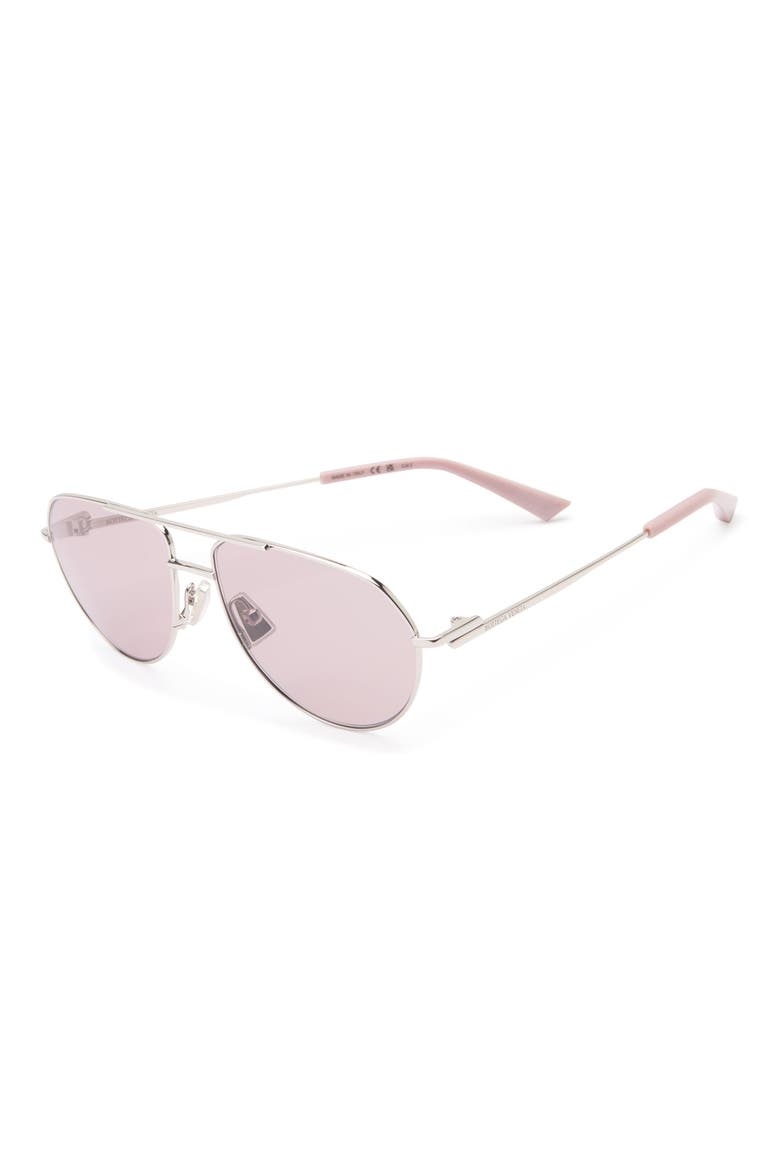 Gender Inclusive 61mm Square Aviator Sunglasses, Alternate, color, SILVER SILVER VIOLET