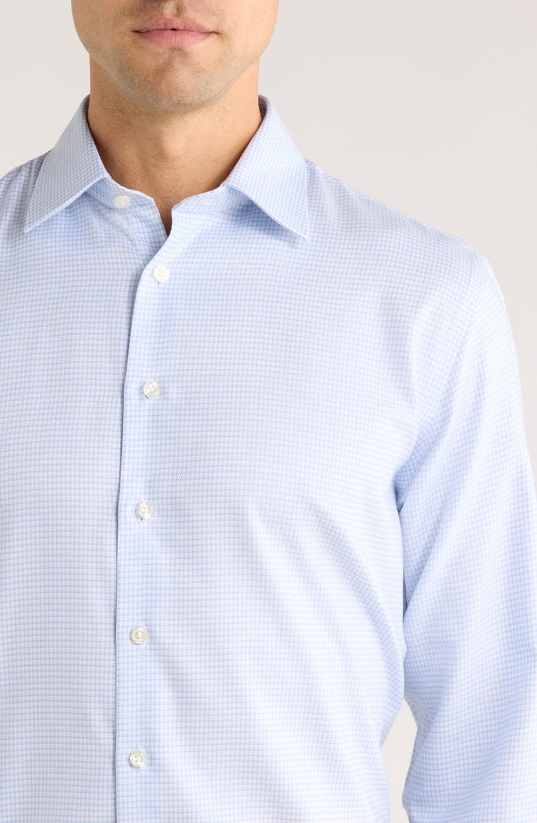 Nordstrom Trim Fit Microcheck Premium Non Iron Cotton Button-Up Shirt, Alternate, color, Blue Stag Texture