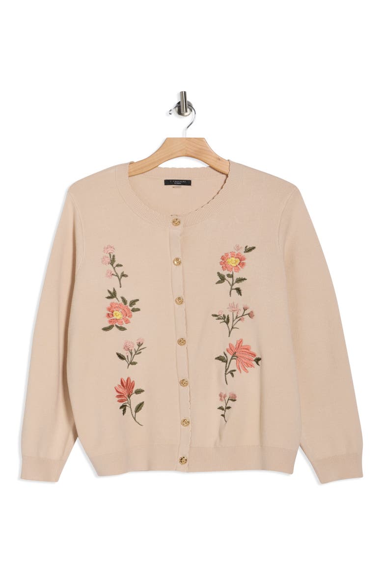 Floral Embroidered Button Front Cardigan, Alternate, color, NATURAL
