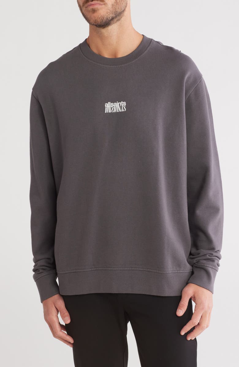 AllSaints Refract Cotton Crewneck Sweatshirt, Main, color, 