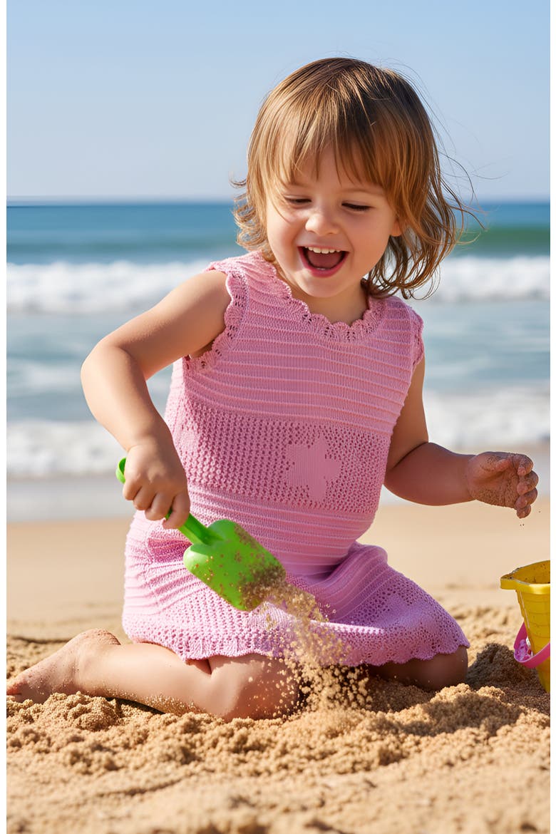 Floral Crochet Swim Coverup, Alternate, color, Rose