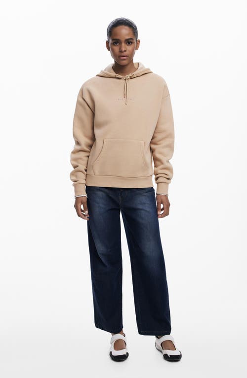 Desigual Logo Hoodie In Brown