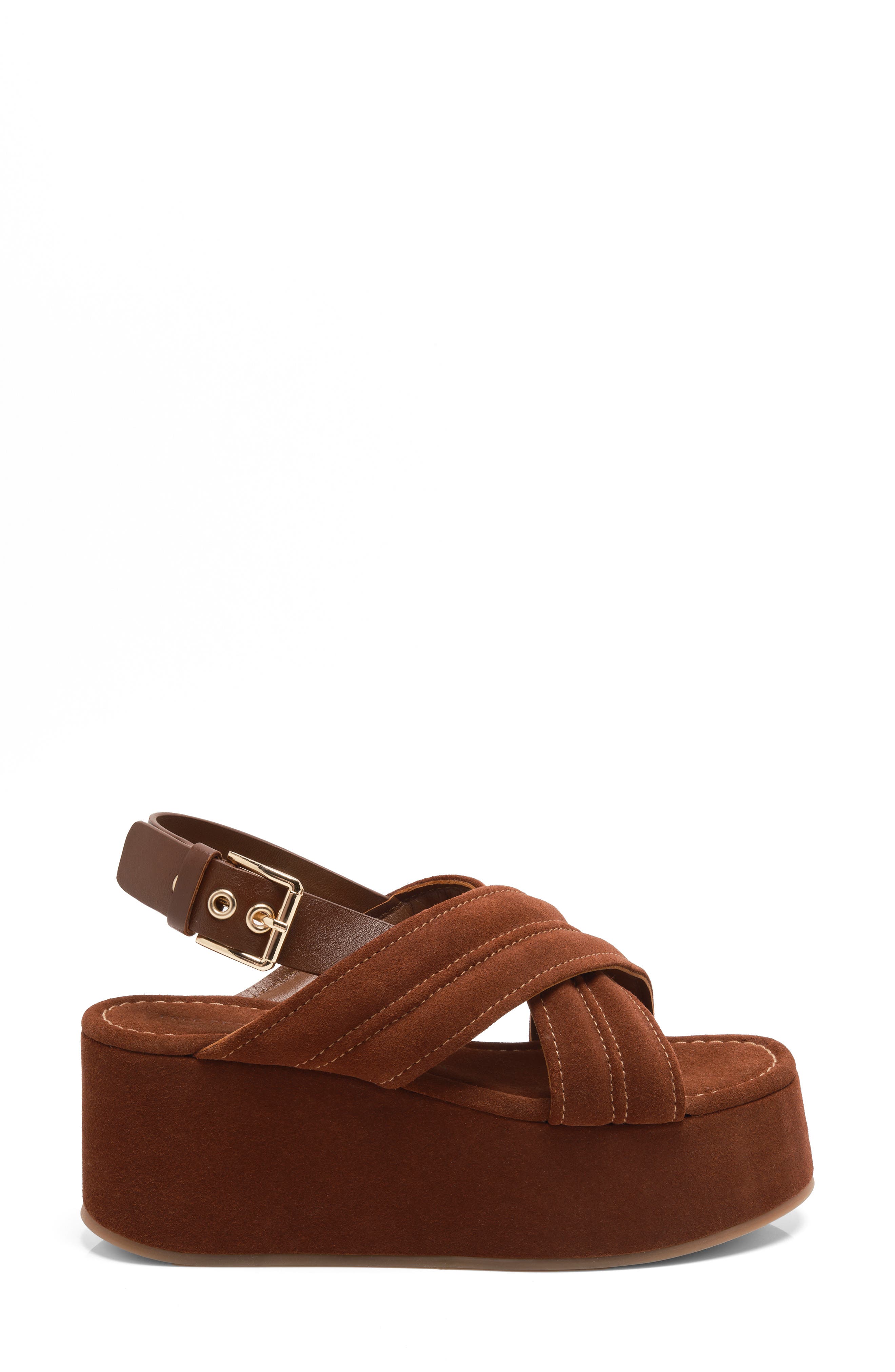 Free People Beach Party Platform Sandal, Alternate, color, Cathay Spice Suede